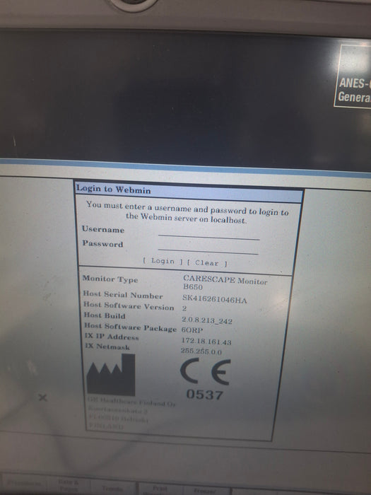 GE Healthcare Carescape B650 Anesthesia Care Patient Monitor
