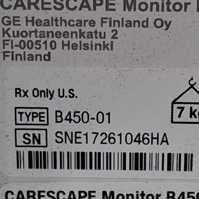 GE Healthcare Carescape B450 Critical Care Patient Monitor
