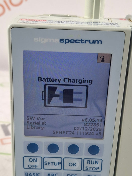 Baxter Sigma Spectrum 6.05.14 with B/G Battery Infusion Pump