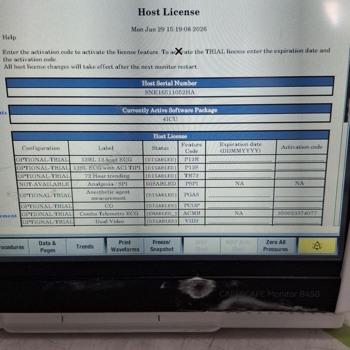 GE Healthcare Carescape B450 Critical Care Patient Monitor