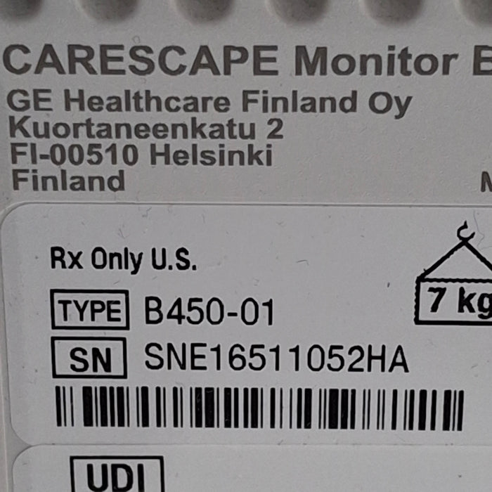 GE Healthcare Carescape B450 Critical Care Patient Monitor