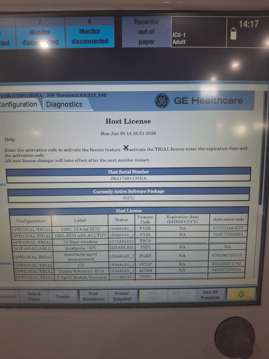 GE Healthcare Carescape B650 Critical Care Patient Monitor
