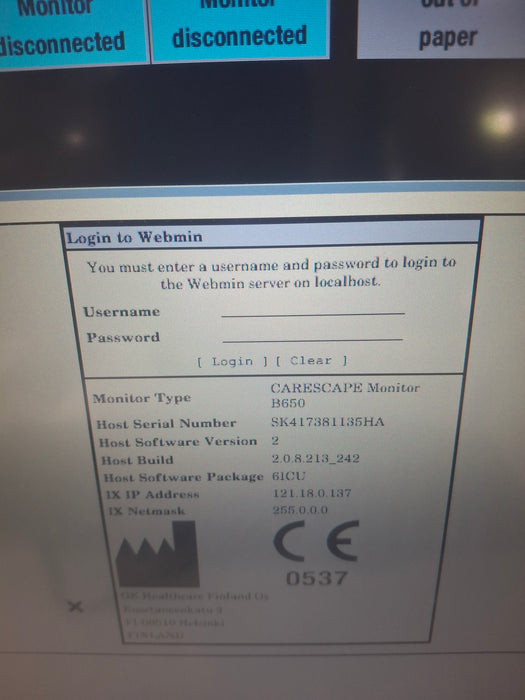 GE Healthcare Carescape B650 Critical Care Patient Monitor