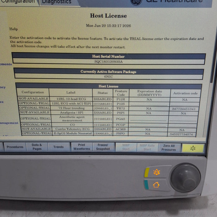 GE Healthcare Carescape B650 Neonatal Care Patient Monitor