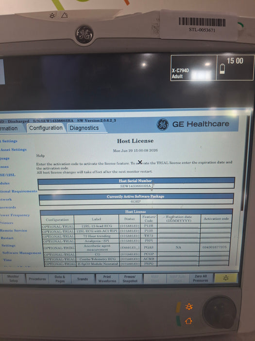 GE Healthcare Carescape B650 Anesthesia Care Patient Monitor