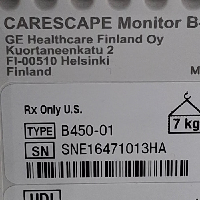 GE Healthcare Carescape B450 Critical Care Patient Monitor