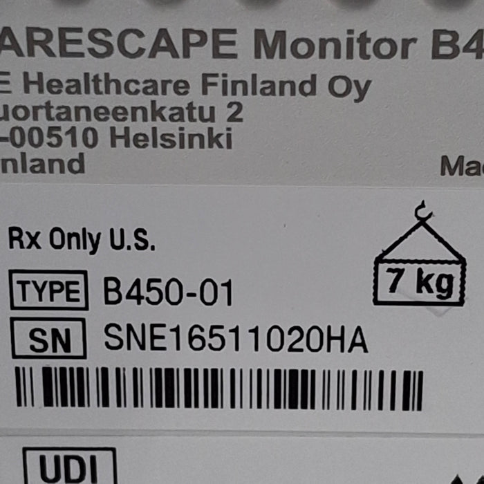 GE Healthcare Carescape B450 Critical Care Patient Monitor