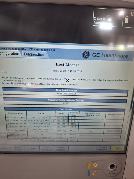 GE Healthcare Carescape B650 Anesthesia Care Patient Monitor