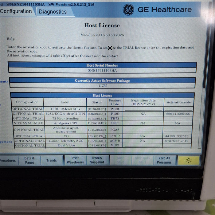 GE Healthcare Carescape B450 Critical Care Patient Monitor