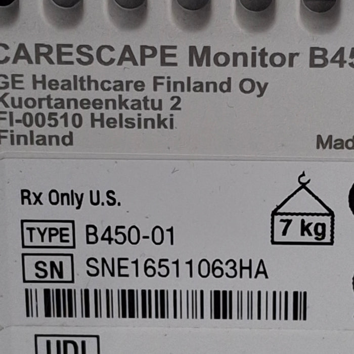 GE Healthcare Carescape B450 Critical Care Patient Monitor