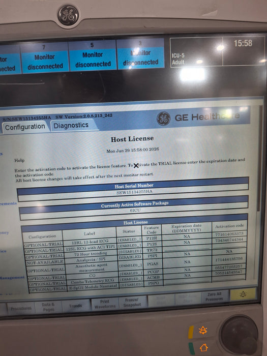 GE Healthcare Carescape B650 Critical Care Patient Monitor