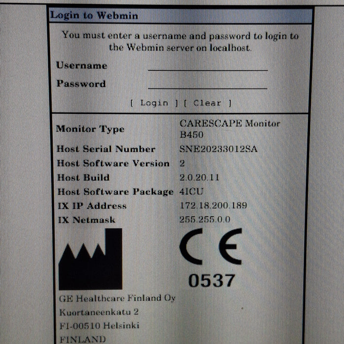 GE Healthcare Carescape B450 Critical Care Patient Monitor
