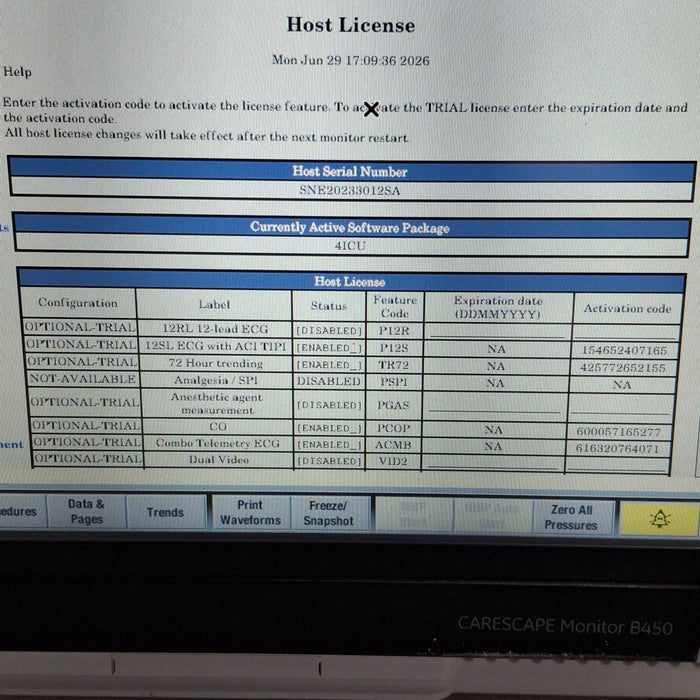GE Healthcare Carescape B450 Critical Care Patient Monitor