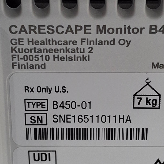 GE Healthcare Carescape B450 Critical Care Patient Monitor