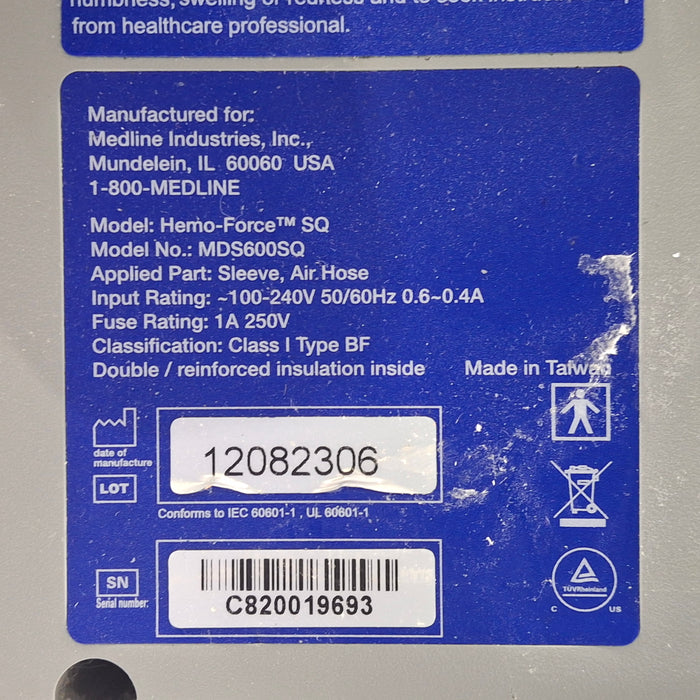 Medline Hemo-Force MDS-600 SQ DVT Compression Pump