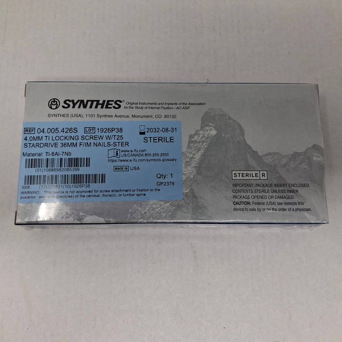 Synthes, Inc. 04.005.426S 4.0mm TI Locking Screw w/ T25 Stardrive 36mm F/IM Nail