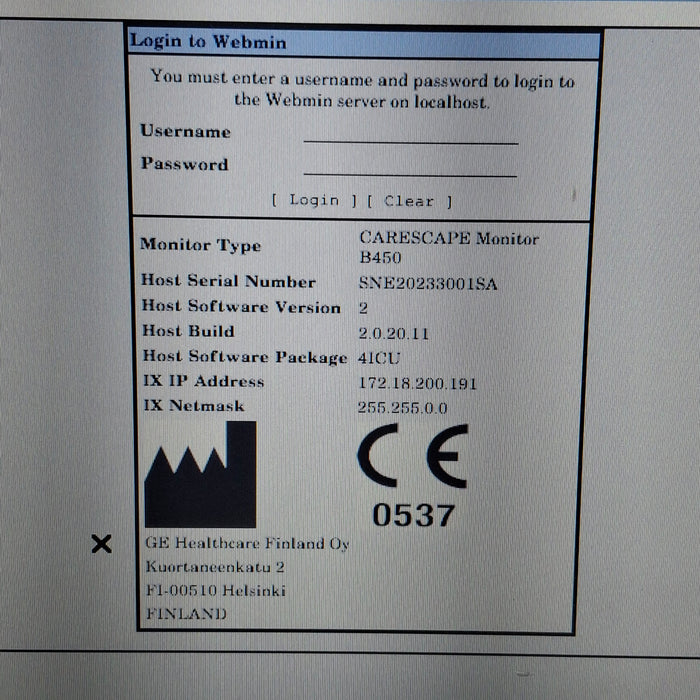 GE Healthcare Carescape B450 Critical Care Patient Monitor