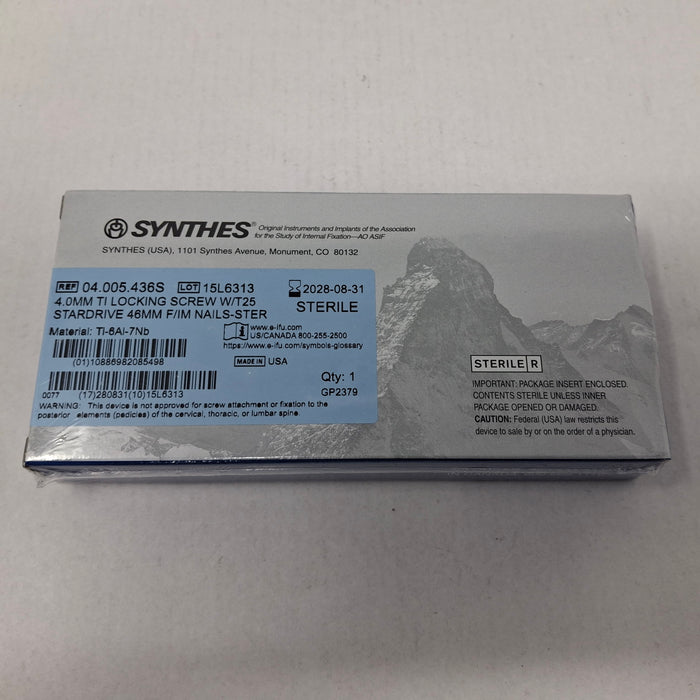Synthes, Inc. 04.005.436S 4.0mm TI Locking Screw w/ T25 Stardrive 46mm F/IM Nail