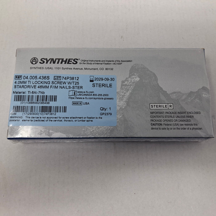 Synthes, Inc. 04.005.436S 4.0mm TI Locking Screw w/ T25 Stardrive 46mm F/IM Nail