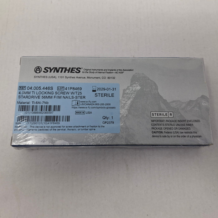 Synthes, Inc. 04.005.446S 4.0mm TI Locking Screw w/ T25 Stardrive 56mm F/IM Nail