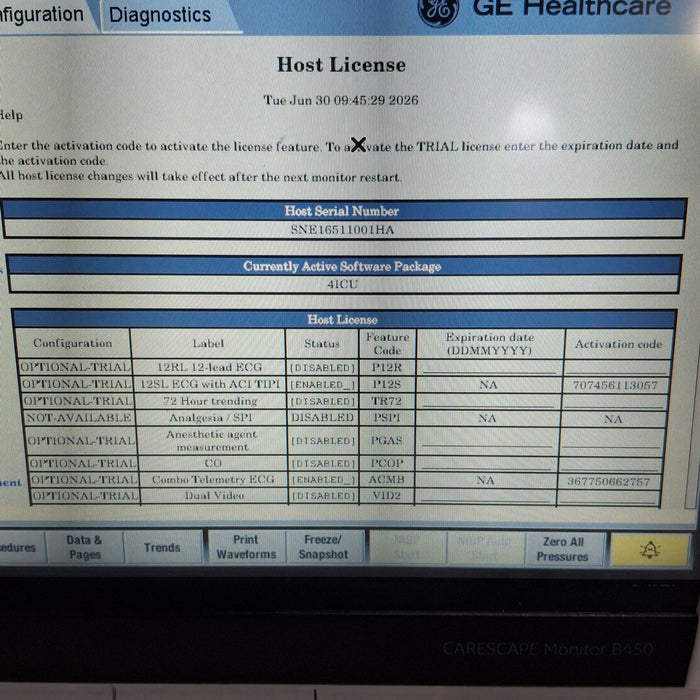 GE Healthcare Carescape B450 Critical Care Patient Monitor