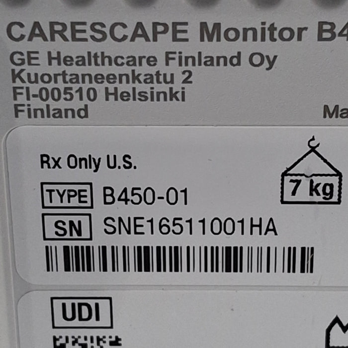 GE Healthcare Carescape B450 Critical Care Patient Monitor