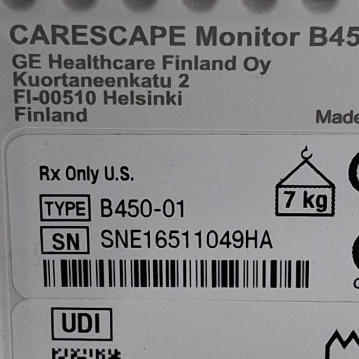 GE Healthcare Carescape B450 Critical Care Patient Monitor
