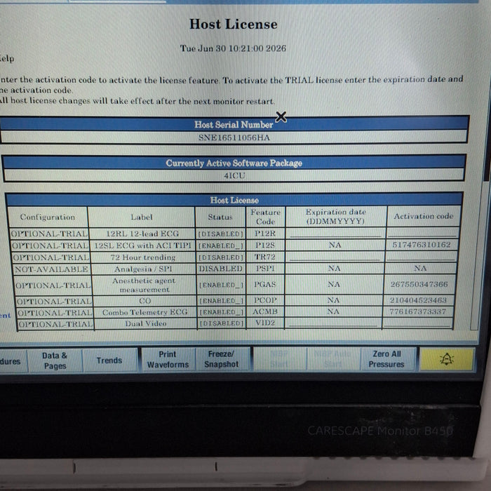 GE Healthcare Carescape B450 Critical Care Patient Monitor