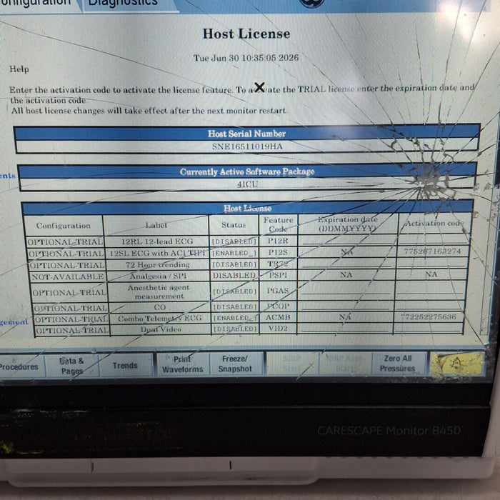 GE Healthcare Carescape B450 Critical Care Patient Monitor
