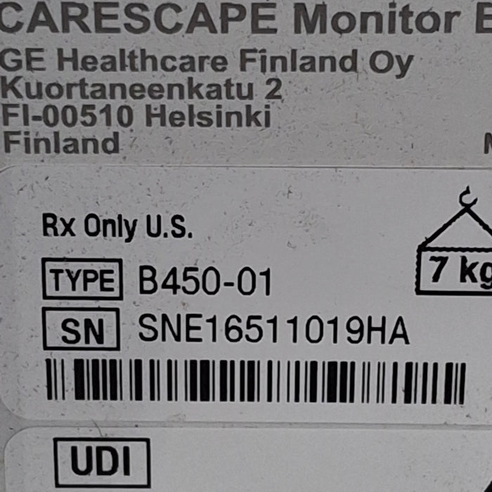 GE Healthcare Carescape B450 Critical Care Patient Monitor