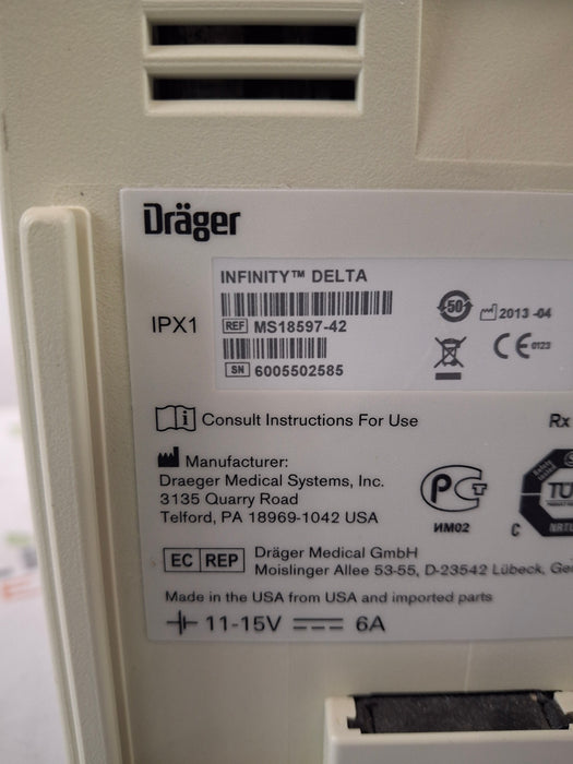 Draeger Medical Infinity Delta Patient Monitor