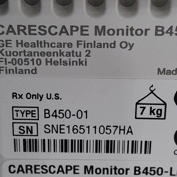 GE Healthcare Carescape B450 Critical Care Patient Monitor