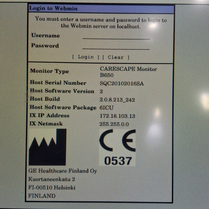 GE Healthcare Carescape B650 Critical Care Patient Monitor