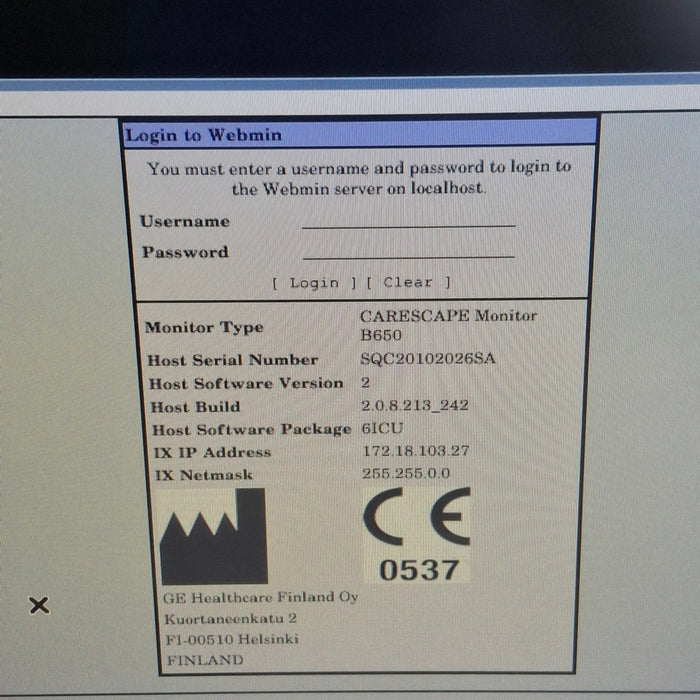 GE Healthcare Carescape B650 Critical Care Patient Monitor