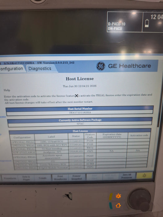 GE Healthcare Carescape B650 Post Anesthesia Care Patient Monitor