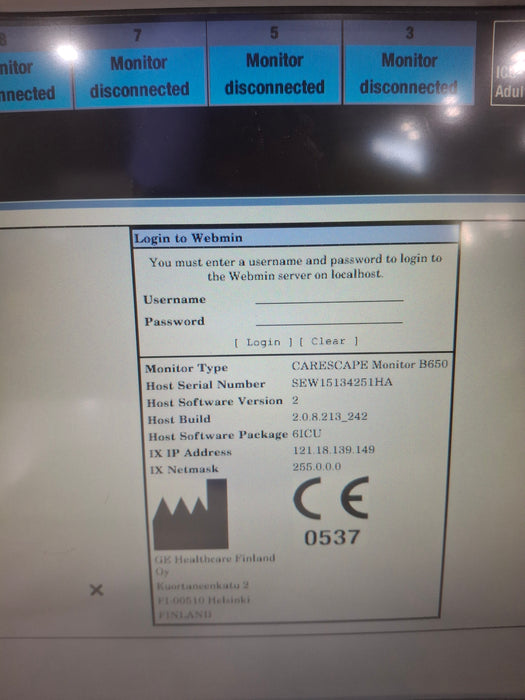 GE Healthcare Carescape B650 Critical Care Patient Monitor