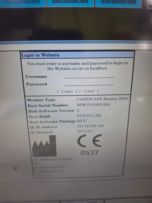 GE Healthcare Carescape B650 Critical Care Patient Monitor