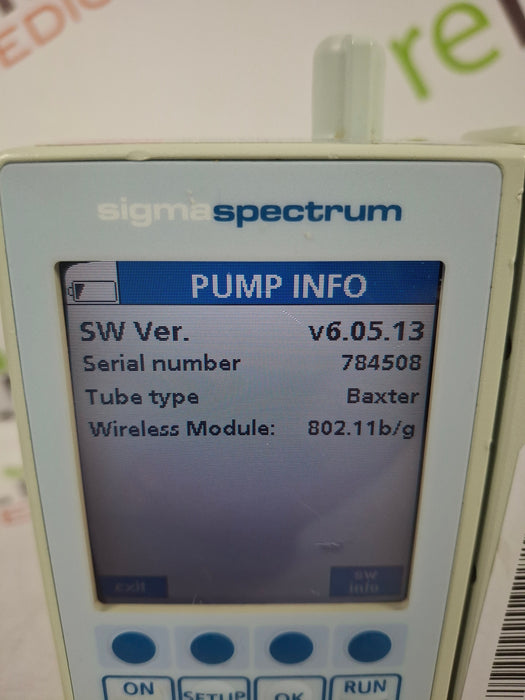 Baxter Sigma Spectrum 6.05.13 with B/G Battery Infusion Pump