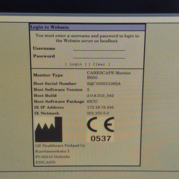 GE Healthcare Carescape B650 Critical Care Patient Monitor