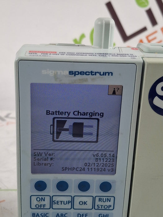 Baxter Sigma Spectrum 6.05.14 with B/G Battery Infusion Pump