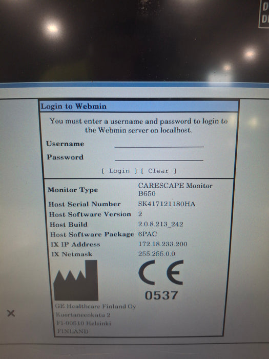 GE Healthcare Carescape B650 Post Anesthesia Care Patient Monitor