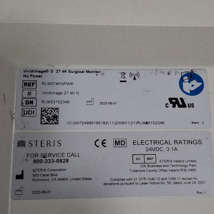 Steris VividImage 4K 27" Surgical Display Monitor