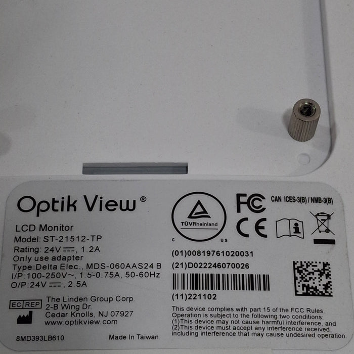 The Linden Group Corporation ST-21512-TP 21.5" Optik View Monitor