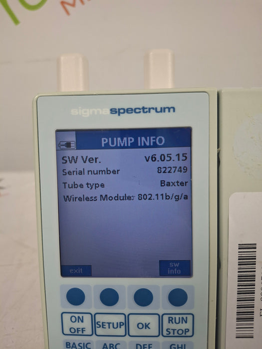 Baxter Sigma Spectrum 6.05.15 with A/B/G/N Battery Infusion Pump