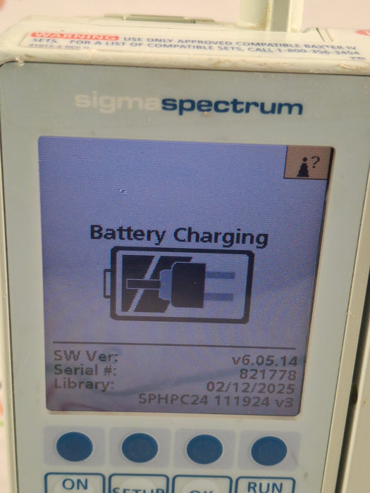 Baxter Sigma Spectrum 6.05.14 with B/G Battery Infusion Pump