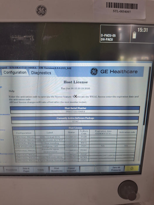 GE Healthcare Carescape B650 Post Anesthesia Care Patient Monitor