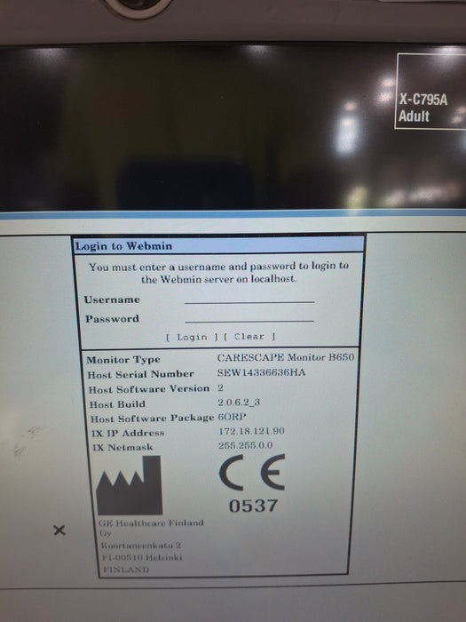 GE Healthcare Carescape B650 Anesthesia Care Patient Monitor