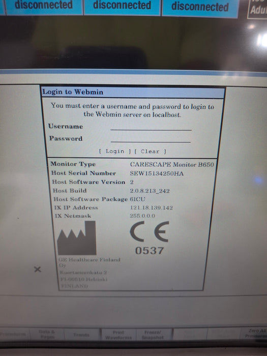 GE Healthcare Carescape B650 Critical Care Patient Monitor