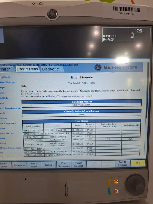 GE Healthcare Carescape B650 Post Anesthesia Care Patient Monitor