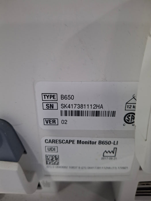GE Healthcare Carescape B650 Critical Care Patient Monitor